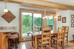 Formal dining area with river views